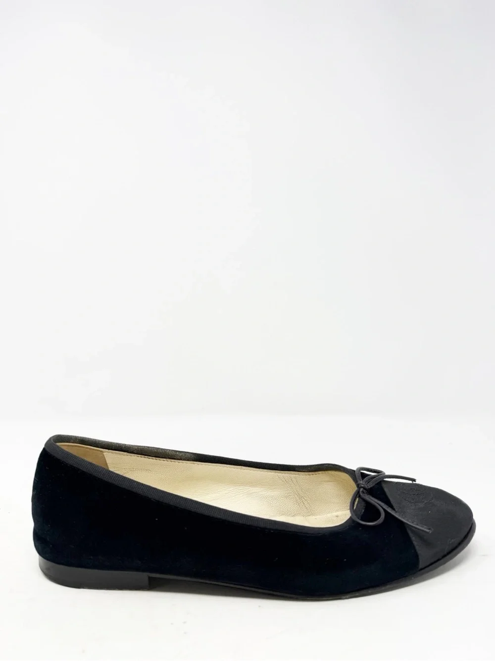 Chanel CC Cap Toe Velvet Ballet Flats Womens Size EU 39